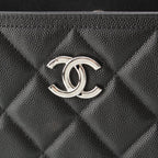 Chanel 23k Caviar Leather Quilted CC Logo Chain Tote Black Silver — view 8