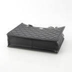 Chanel 23k Caviar Leather Quilted CC Logo Chain Tote Black Silver — view 6