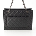 Chanel 23k Caviar Leather Quilted CC Logo Chain Tote Black Silver — view 5