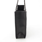 Chanel 23k Caviar Leather Quilted CC Logo Chain Tote Black Silver — view 4