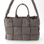 Bottega Veneta Maxi Intrecciato Arco Nylon Large 2-Way Shoulder Tote Gray Moss — view 3