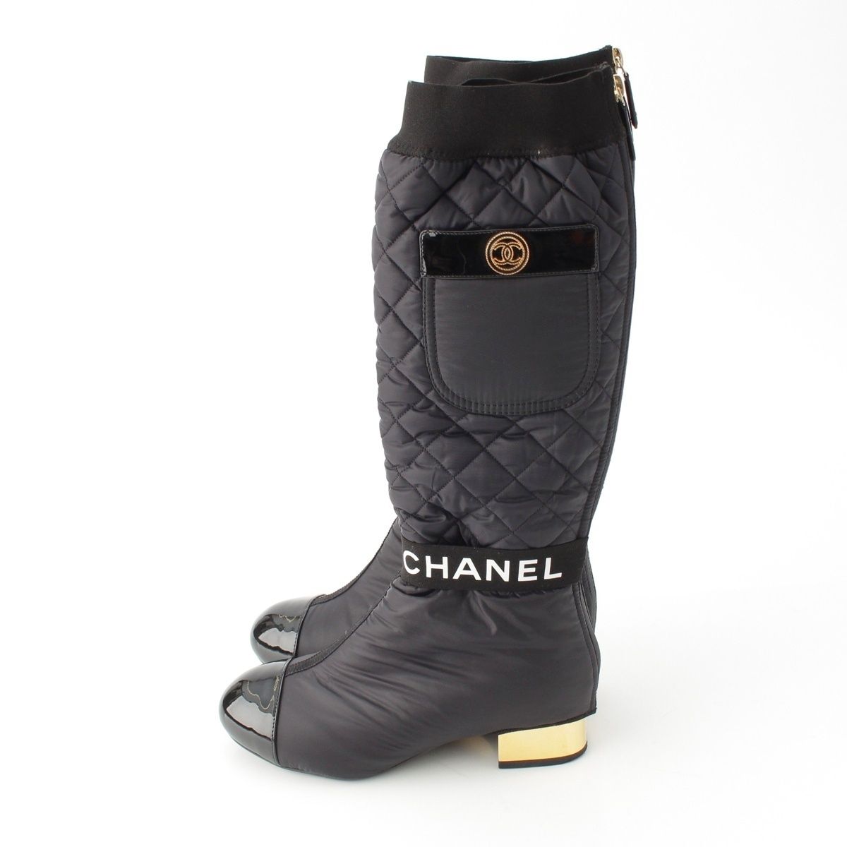Chanel Nylon 2-Way CC Logo Removable Boots Black 35 2 1C — view 3