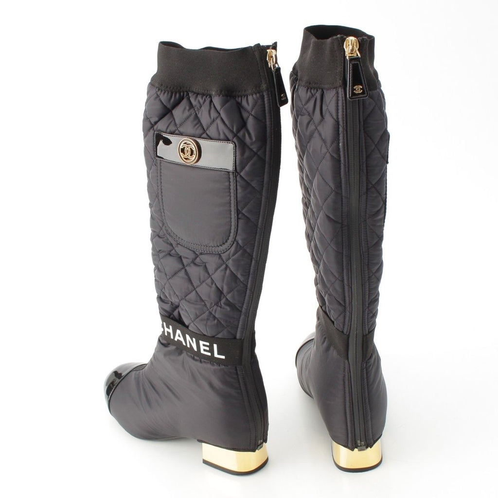 Chanel Nylon 2-Way CC Logo Removable Boots Black 35 2 1C — view 4