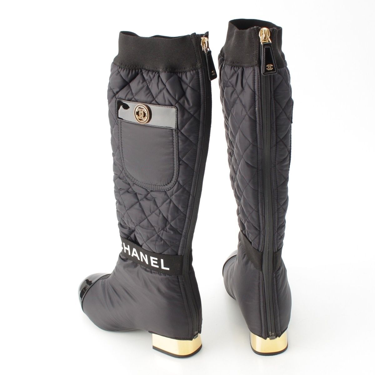Chanel Nylon 2-Way CC Logo Removable Boots Black 35 2 1C — view 4