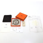 Hermes Leather Bracelet Glenan Double Tour Etoupe Silver — view 2