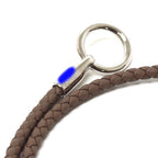 Hermes Leather Bracelet Glenan Double Tour Etoupe Silver — view 4