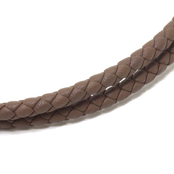 Hermes Leather Bracelet Glenan Double Tour Etoupe Silver — view 6
