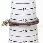 Hermes Leather Bracelet Glenan Double Tour Etoupe Silver — view 3