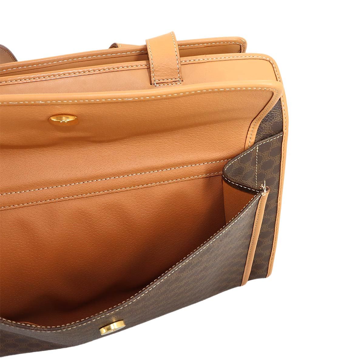 Celine Macadam Shoulder Bag Leather Brown Gold Vintage — view 8