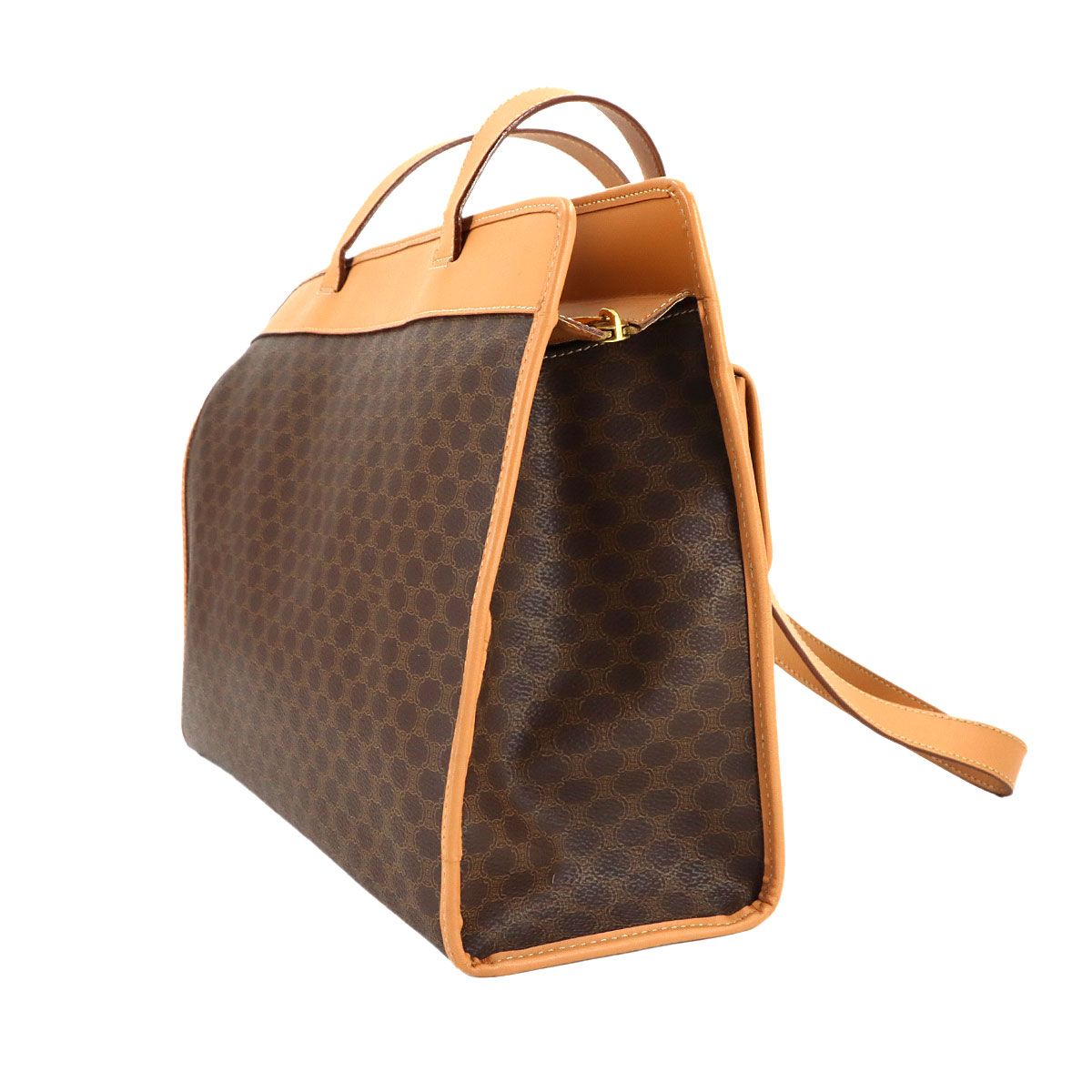 Celine Macadam Shoulder Bag Leather Brown Gold Vintage — view 3