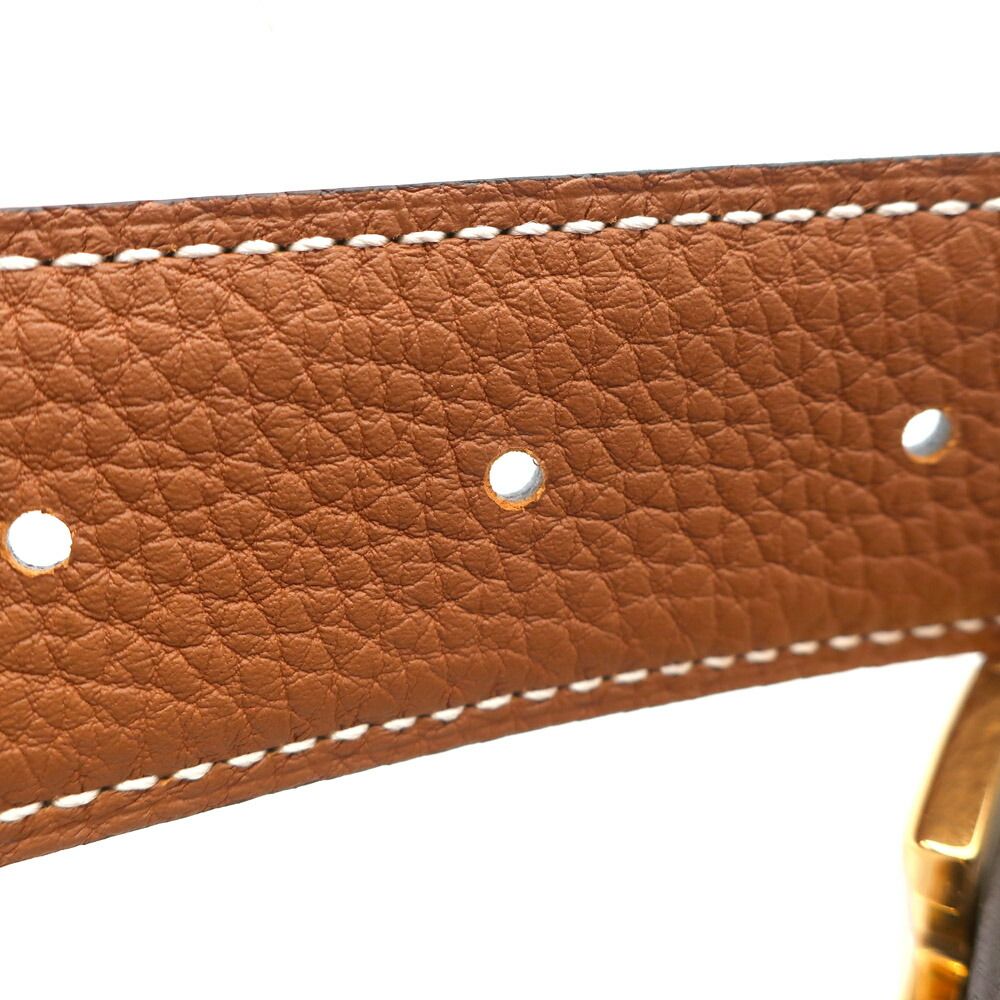 Hermes Belt Buckle Leather 95 Black Gold — view 7