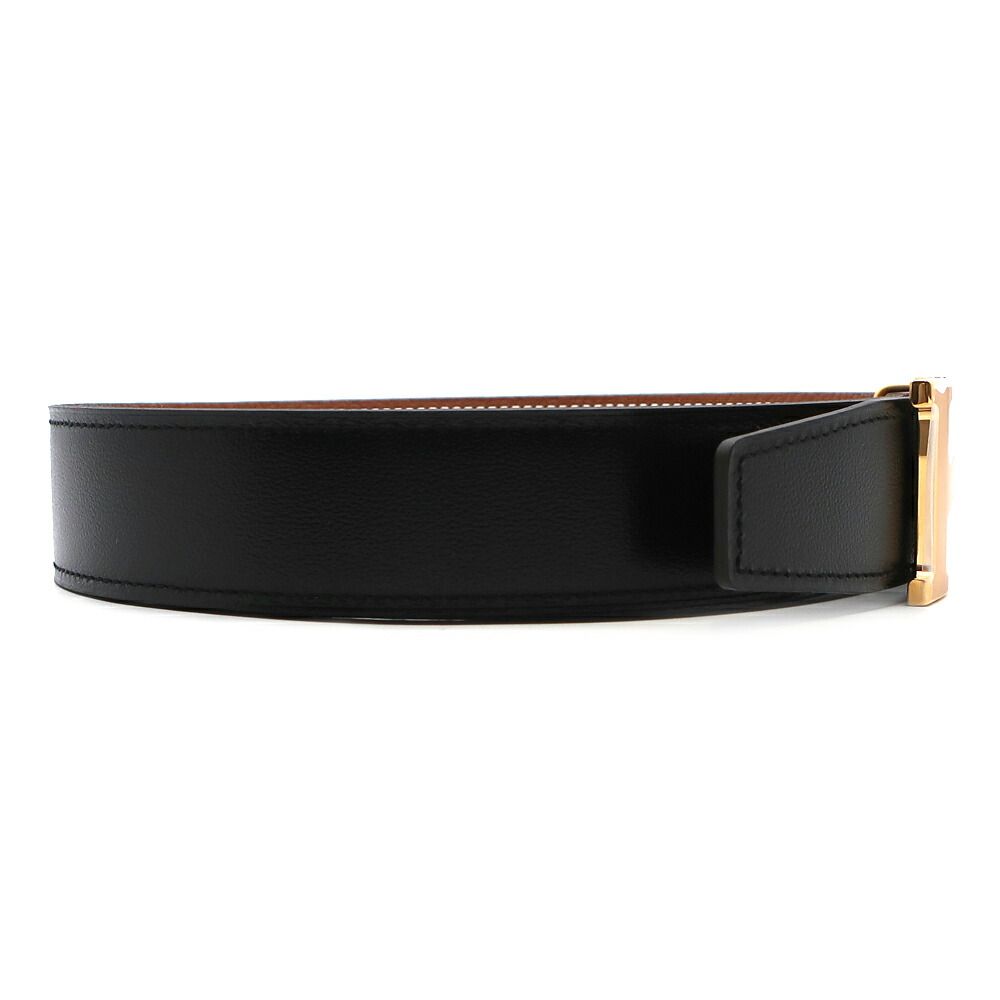 Hermes Belt Buckle Leather 95 Black Gold — view 4