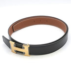 Hermes Belt Buckle Leather 95 Black Gold — view 3