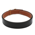 Hermes Belt Buckle Leather 95 Black Gold — view 6