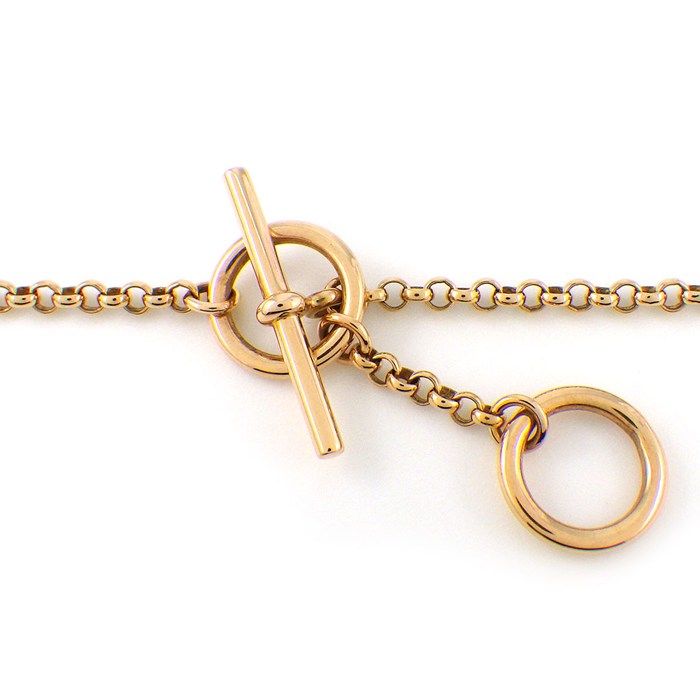 Hermes Necklace Gambard Clou de Selle Round Logo 1 Point Diamond 18k Pink Gold — view 4