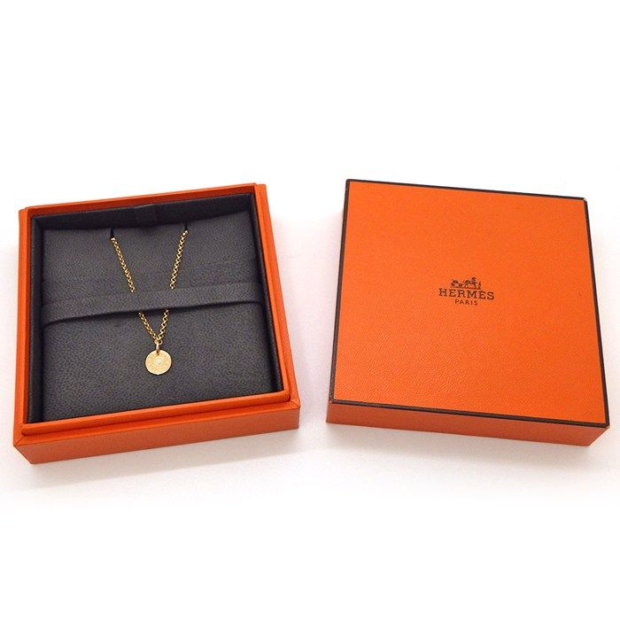 Hermes Necklace Gambard Clou de Selle Round Logo 1 Point Diamond 18k Pink Gold — view 8