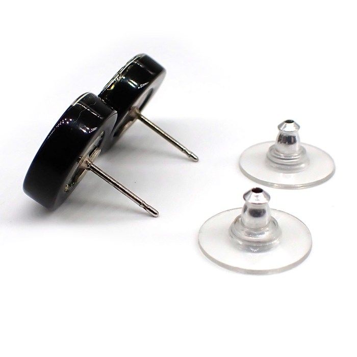 Chanel Earrings CC Logo Spring Collection Round Rhinestone Metal — view 2