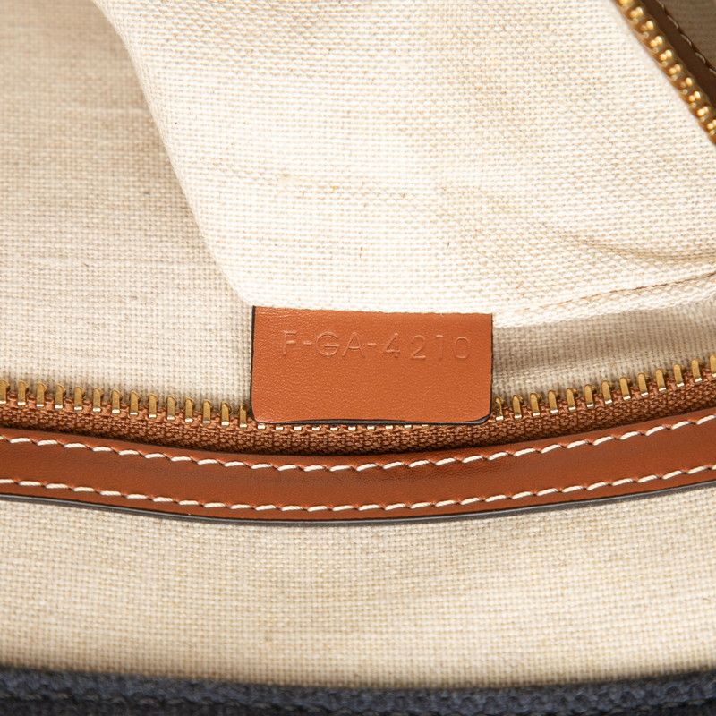 Celine Horizontal Cabas Navy Brown Canvas Leather Tote Bag — view 6