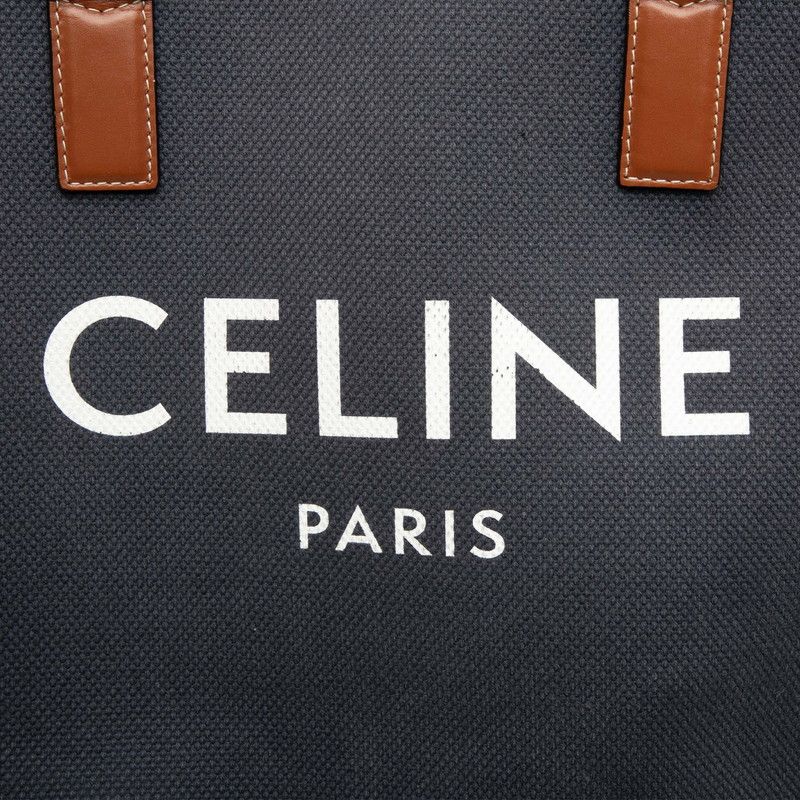 Celine Horizontal Cabas Navy Brown Canvas Leather Tote Bag — view 5