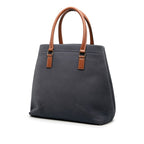 Celine Horizontal Cabas Navy Brown Canvas Leather Tote Bag — view 2