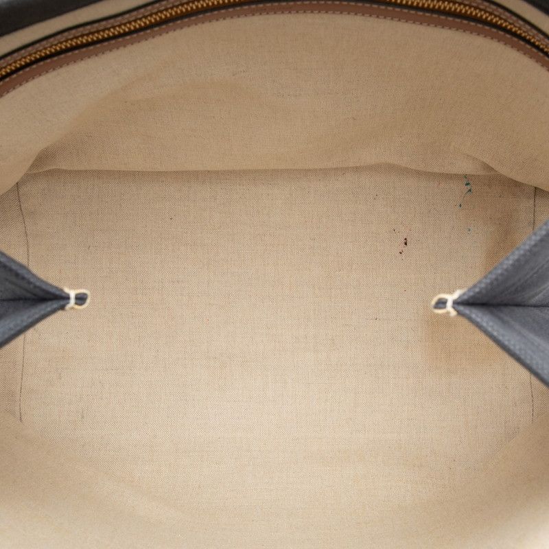 Celine Horizontal Cabas Navy Brown Canvas Leather Tote Bag — view 4