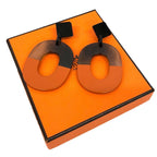 Hermes Earrings Isthme Buffalo Horn Lacquer Orange Brown — view 2