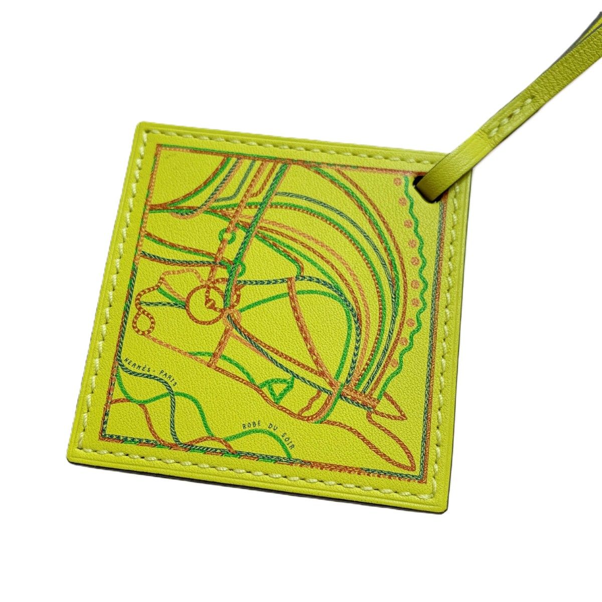 Hermes Key Holder Carre Nano Bag Charm Yellow — view 3