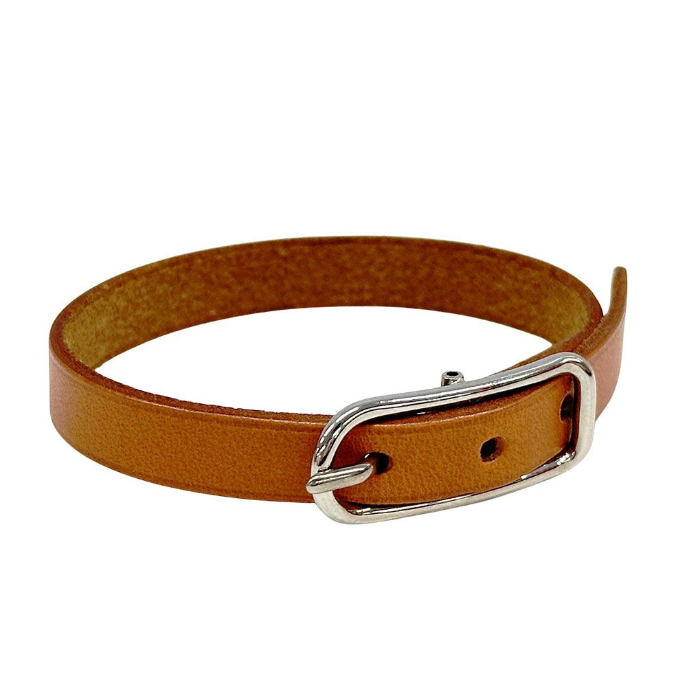 Hermes Bracelet Leather Brown Silver M Belt Style Simple — view 2