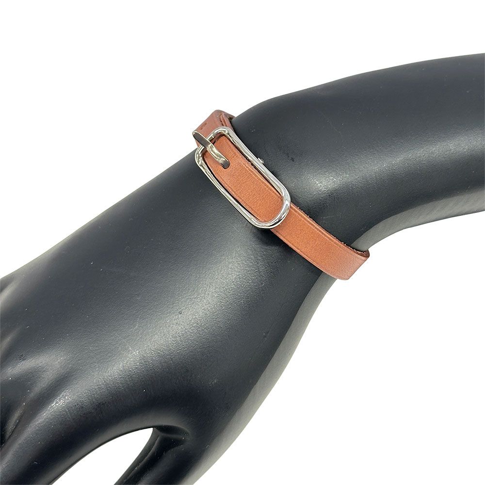 Hermes Bracelet Leather Brown Silver M Belt Style Simple — view 5