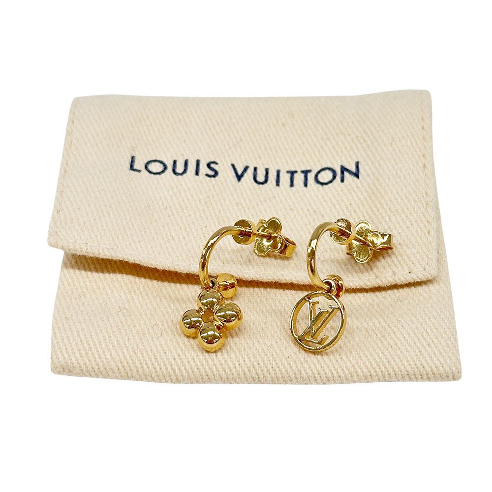 Louis Vuitton Earrings Blooming Gold Logo Feminine — view 4