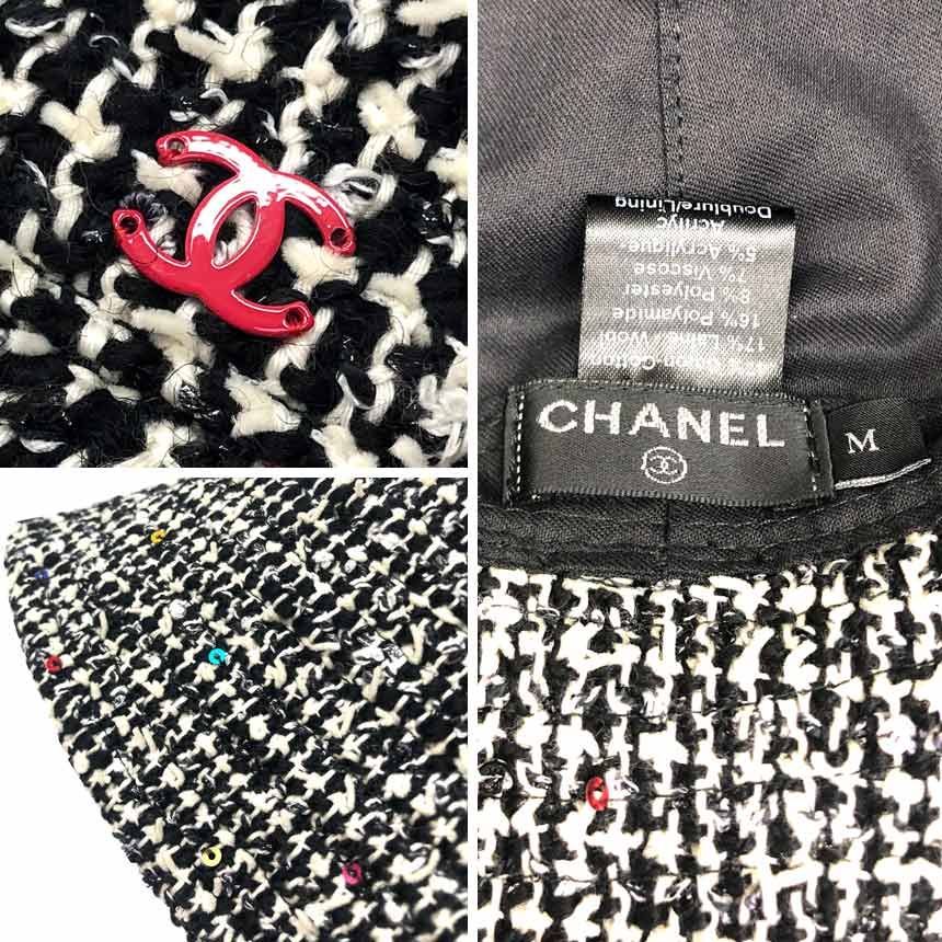 Chanel Tweed Hat Black M Cotton — view 3
