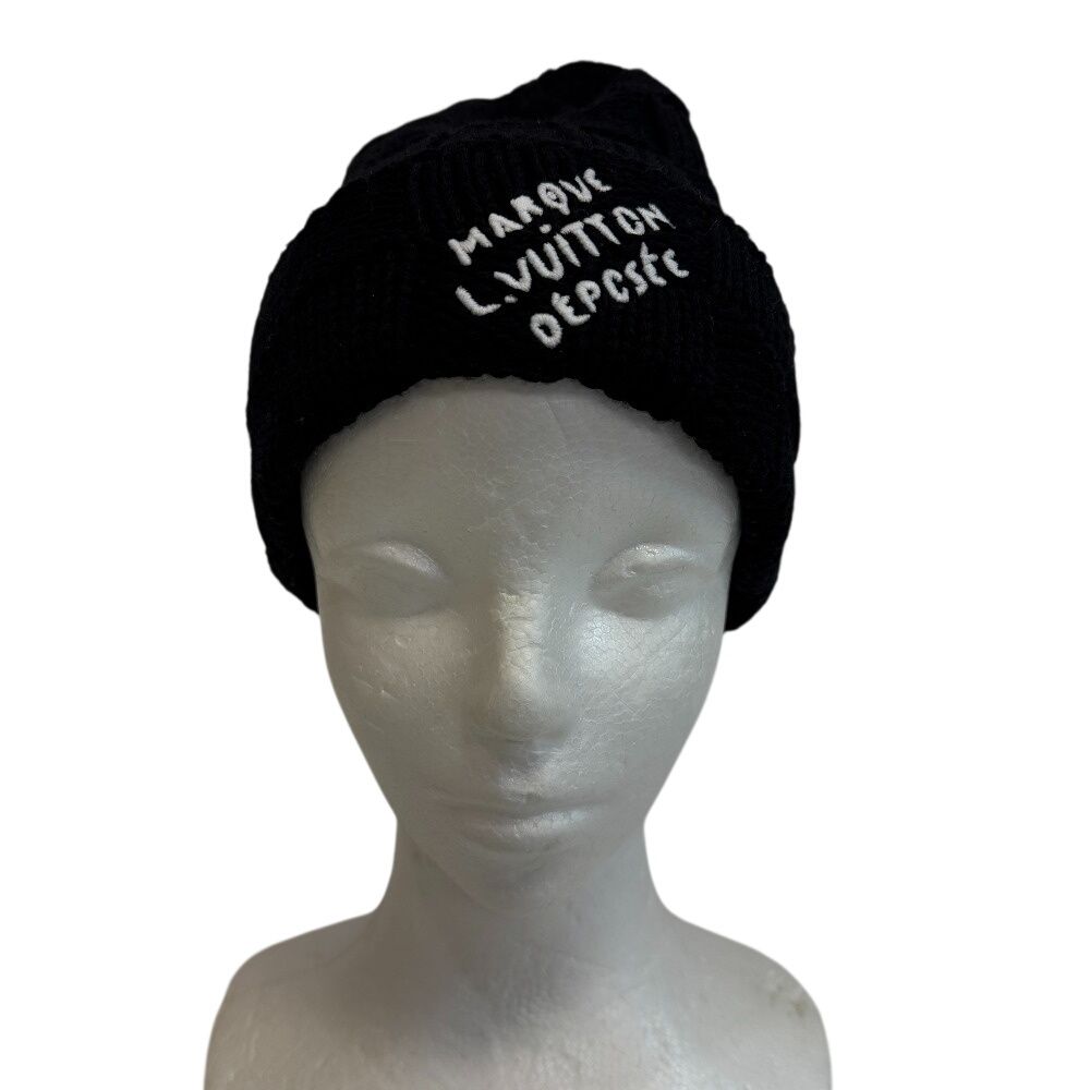 Louis Vuitton Knit Hat Beanie Damier Heritage Snug Pattern Wool Hats Black — view 5