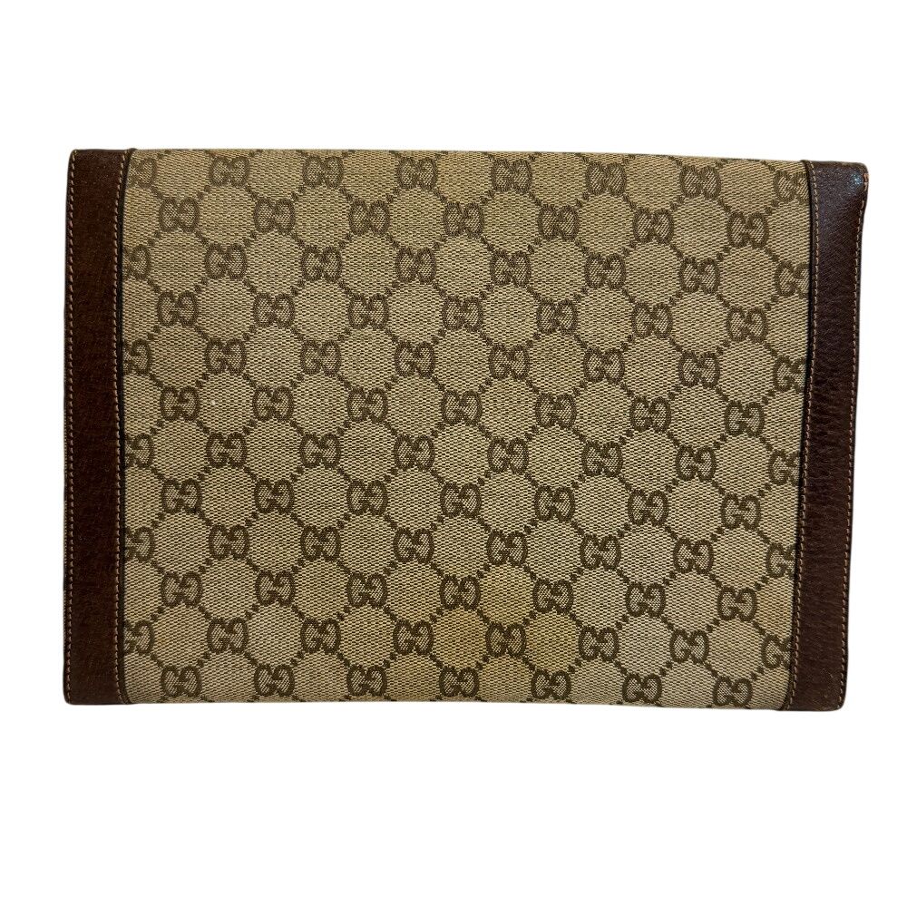 Gucci Vintage Letter Pouch Second GG Pattern Canvas Clutch Beige — view 2