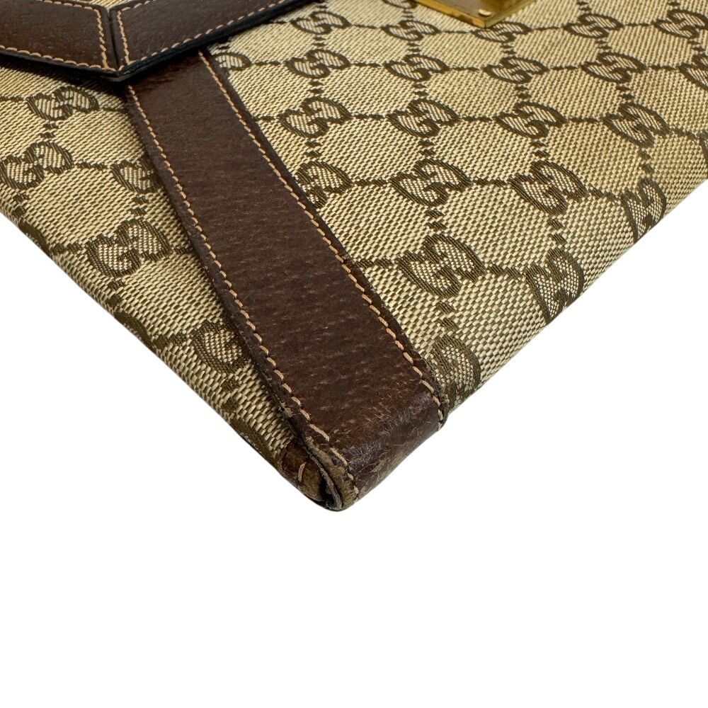 Gucci Vintage Letter Pouch Second GG Pattern Canvas Clutch Beige — view 3
