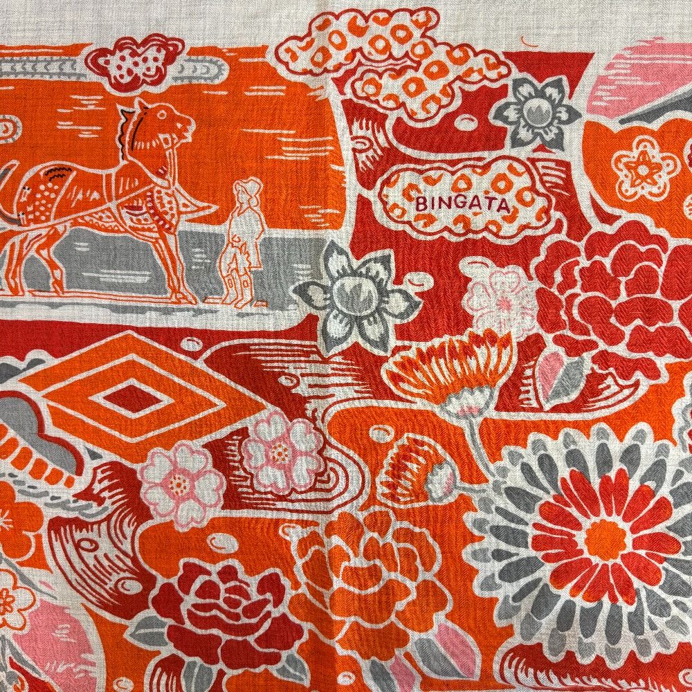Hermes Shawl Scarf Carre Geant 140 Bingata Cashmere Orange — view 7