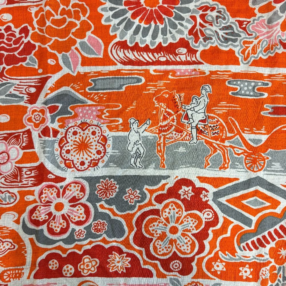 Hermes Shawl Scarf Carre Geant 140 Bingata Cashmere Orange — view 6