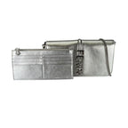 Fendi Shoulder Bag Leather Silver