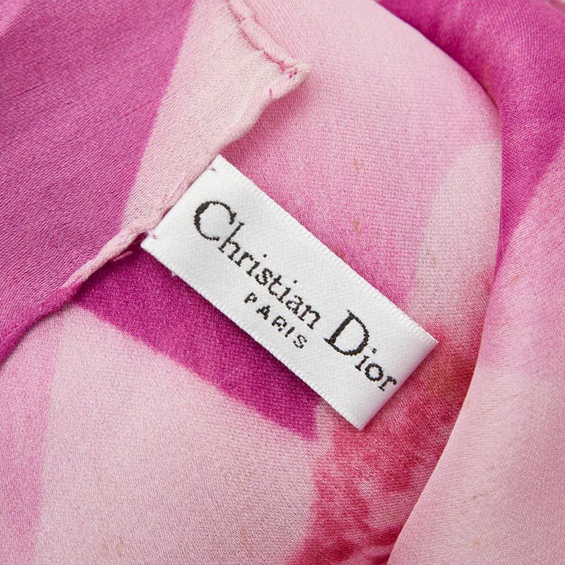 Dior Flower Floral Pattern Purple Multicolor Silk — view 6