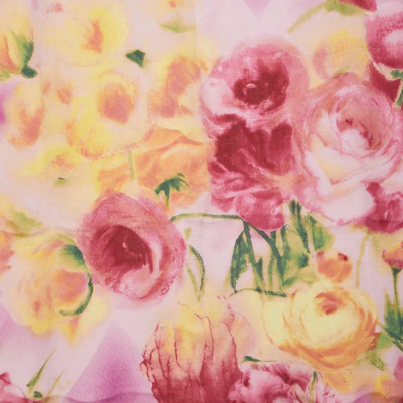 Dior Flower Floral Pattern Purple Multicolor Silk — view 2
