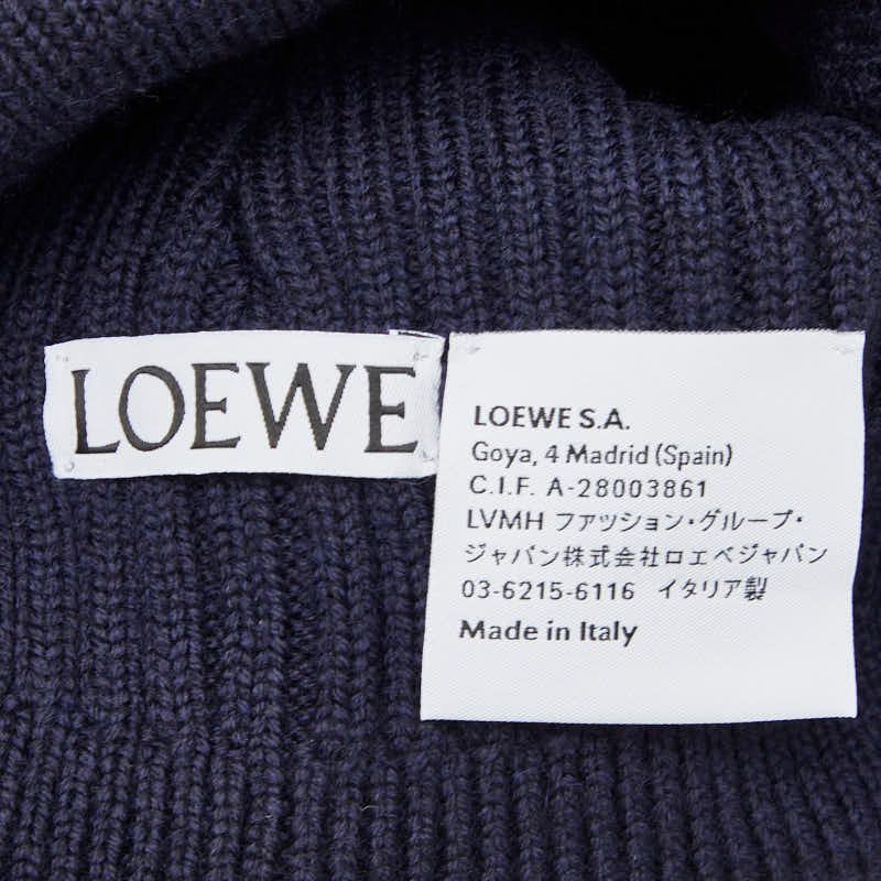Loewe Logo Knit Cap Beanie Navy Blue Wool Hat — view 4