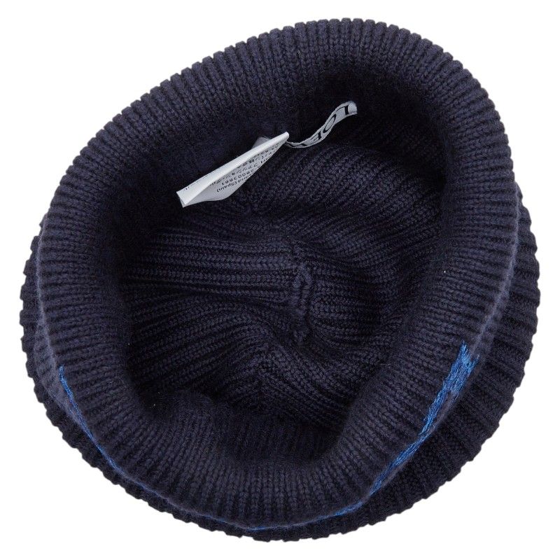 Loewe Logo Knit Cap Beanie Navy Blue Wool Hat — view 3