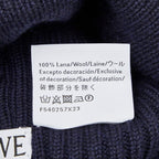 Loewe Logo Knit Cap Beanie Navy Blue Wool Hat — view 5
