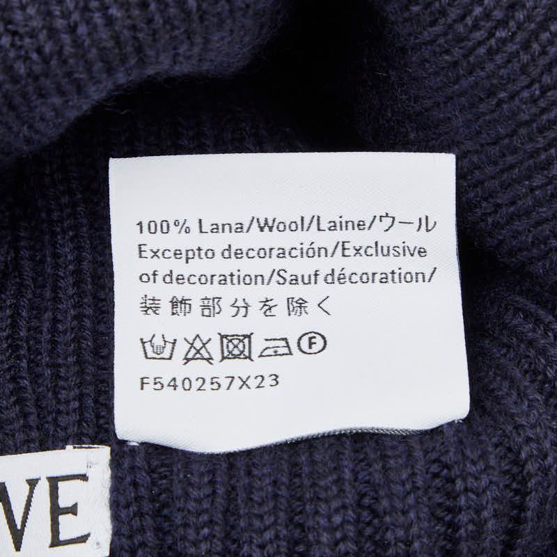 Loewe Logo Knit Cap Beanie Navy Blue Wool Hat — view 5