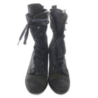 Prada Suede Boots Short High Heels 36.5 Khaki Green — view 3