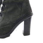 Prada Suede Boots Short High Heels 36.5 Khaki Green — view 8