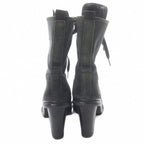 Prada Suede Boots Short High Heels 36.5 Khaki Green — view 6