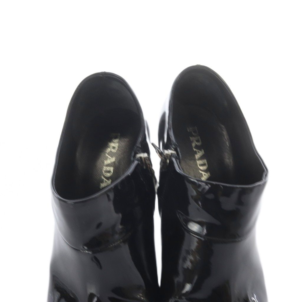 Prada Enamel Booties 35 Black Boot — view 5