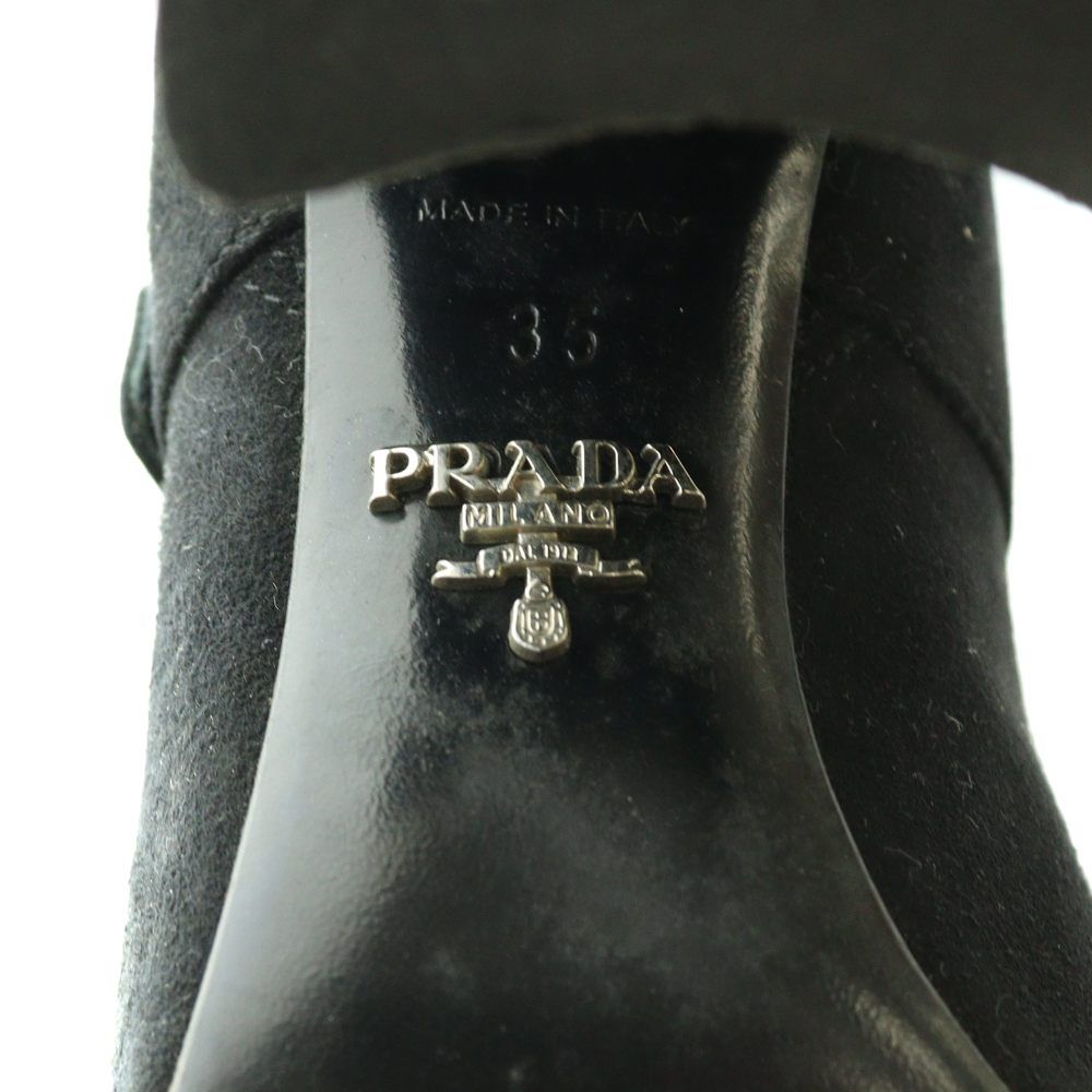 Prada Suede Ankle Boots Side Gore Short 35 Black SS — view 7