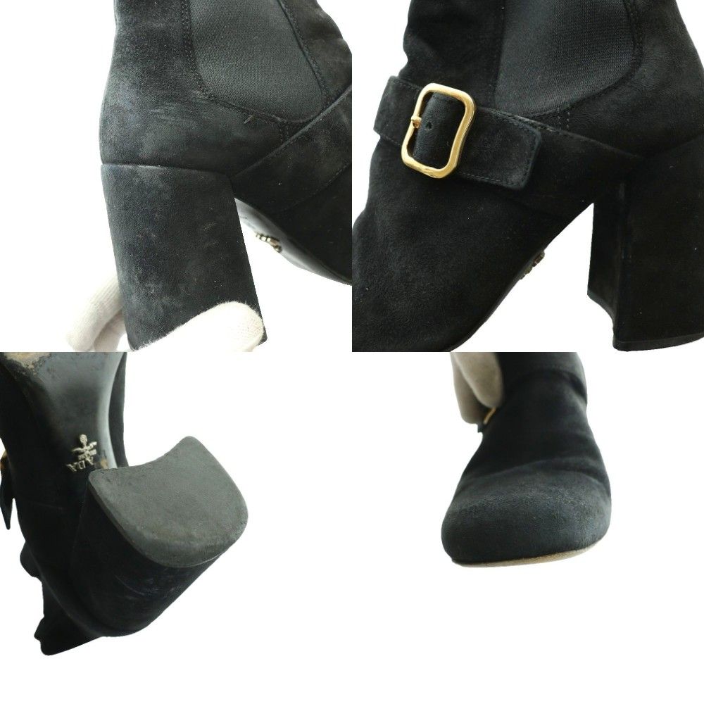 Prada Suede Ankle Boots Side Gore Short 35 Black SS — view 9