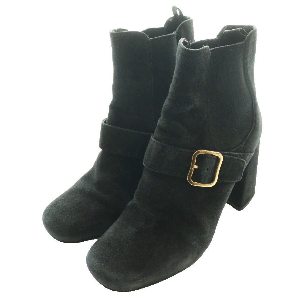 Prada Suede Ankle Boots Side Gore Short 35 Black SS — view 2
